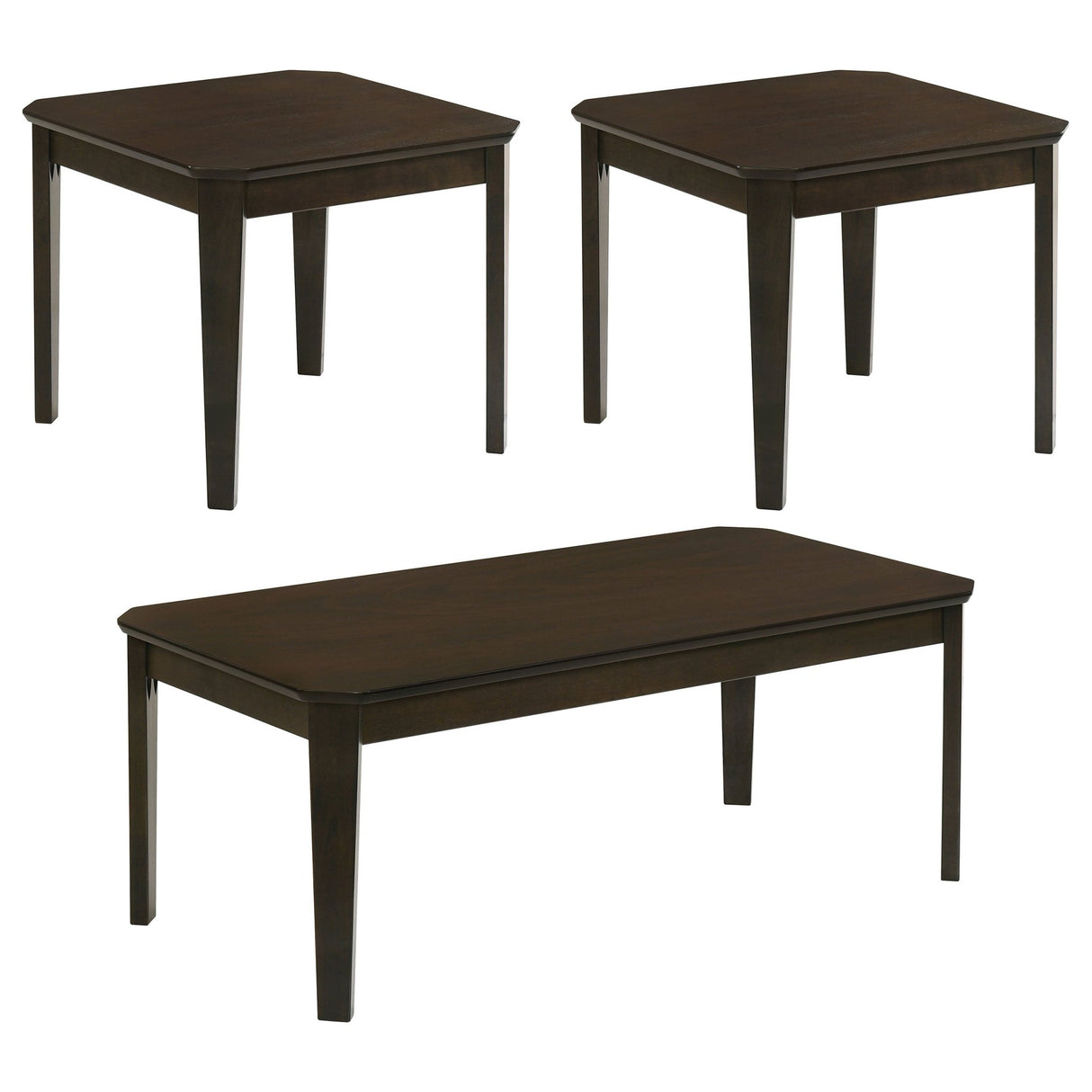 3 Pc Coffee Table Set - Amaro 3 - piece Occasional Set Dark Brown | Coaster | Home Elegance USA