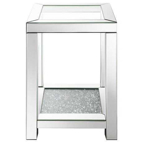 End Table - Valentina Square End Table with Glass Top Mirror