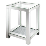End Table - Valentina Square End Table with Glass Top Mirror