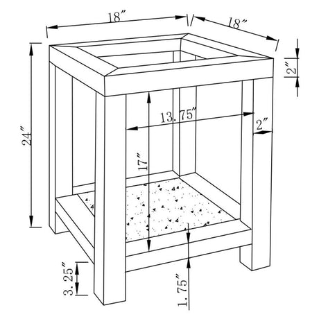 End Table - Valentina Square End Table with Glass Top Mirror