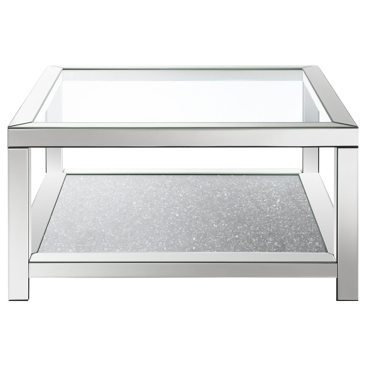 Coffee Table - Valentina Rectangular Coffee Table with Glass Top Mirror