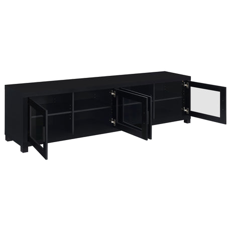 Tv Stand - Jupiter 4-door 79" TV Stand Media Console with Framed Glass Panels Black