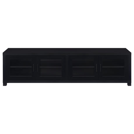 Tv Stand - Jupiter 4-door 79" TV Stand Media Console with Framed Glass Panels Black