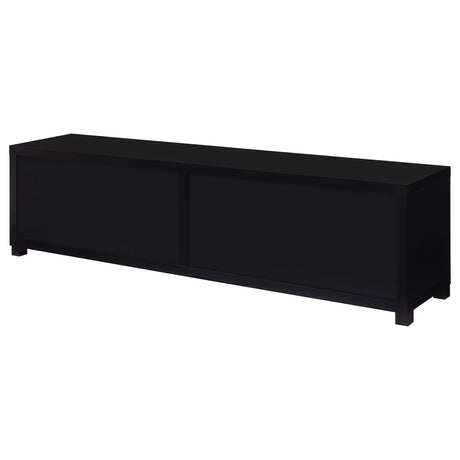 Tv Stand - Jupiter 4-door 79" TV Stand Media Console with Framed Glass Panels Black