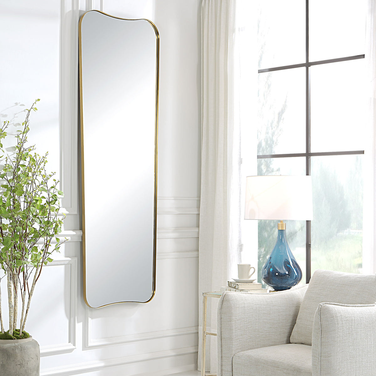 Belvoir Large Mirror Antique Brass - Yellow by Uttermost - View 2