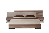 Matteo Italian Modern Eastern King Walnut & Fabric Bed - View Image 1