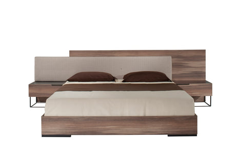 Matteo Italian Modern Eastern King Walnut & Fabric Bed - View Image 1
