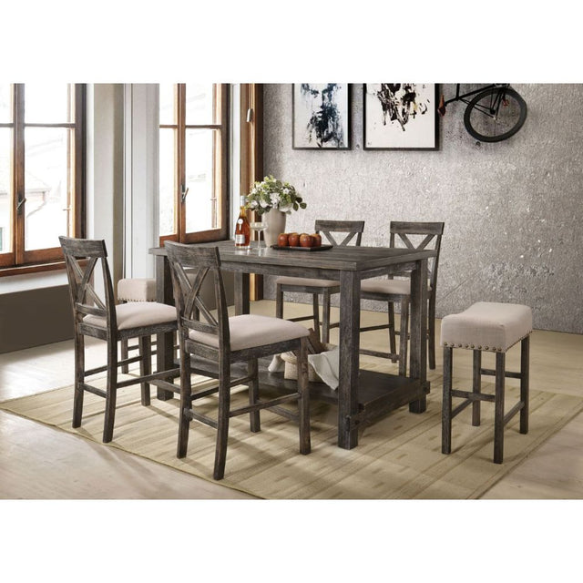 Acme - Martha II Counter Height Table 73830 Weathered Gray Finish