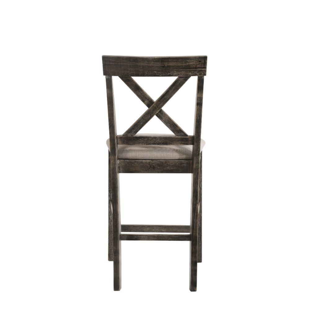 Acme - Martha II Counter Height Chair (Set-2) 73832 Tan Linen & Weathered Gray Finish
