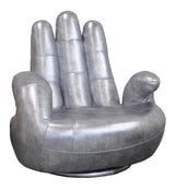 Sosia Italian Modern Silver Leather Hand Accent Chair - View Image 1