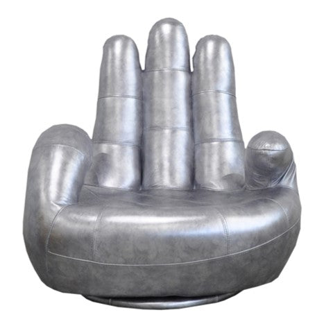 Sosia Italian Modern Silver Leather Hand Accent Chair - View Image 1