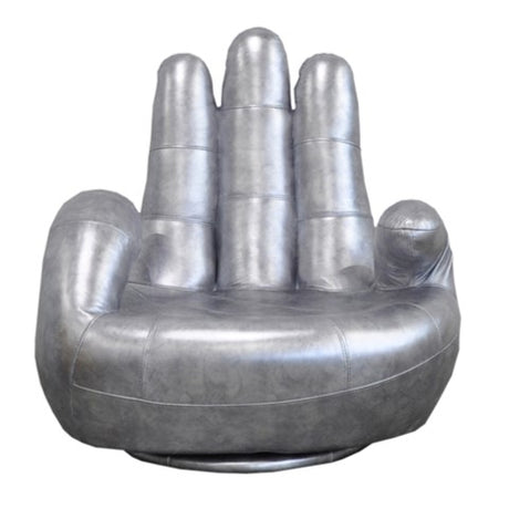 Sosia Italian Modern Silver Leather Hand Accent Chair - View Image 1