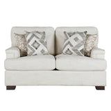 Modern Elegance Comfort Loveseat Cream Chenille Fabric Upholstery Decorative Pillows Solid Wood Living Room Furniture 1pc