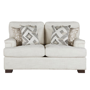 Modern Elegance Comfort Loveseat Cream Chenille Fabric Upholstery Decorative Pillows Solid Wood Living Room Furniture 1pc