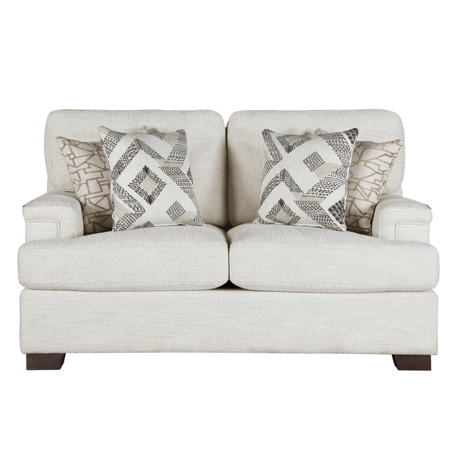 Modern Elegance Comfort Loveseat Cream Chenille Fabric Upholstery Decorative Pillows Solid Wood Living Room Furniture 1pc
