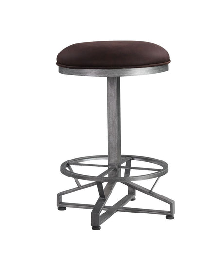 Acme - Evangeline Counter Height Stool (Set-2) 73902 Rustic Brown Fabric & Black Finish