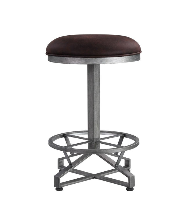 Acme - Evangeline Counter Height Stool (Set-2) 73902 Rustic Brown Fabric & Black Finish