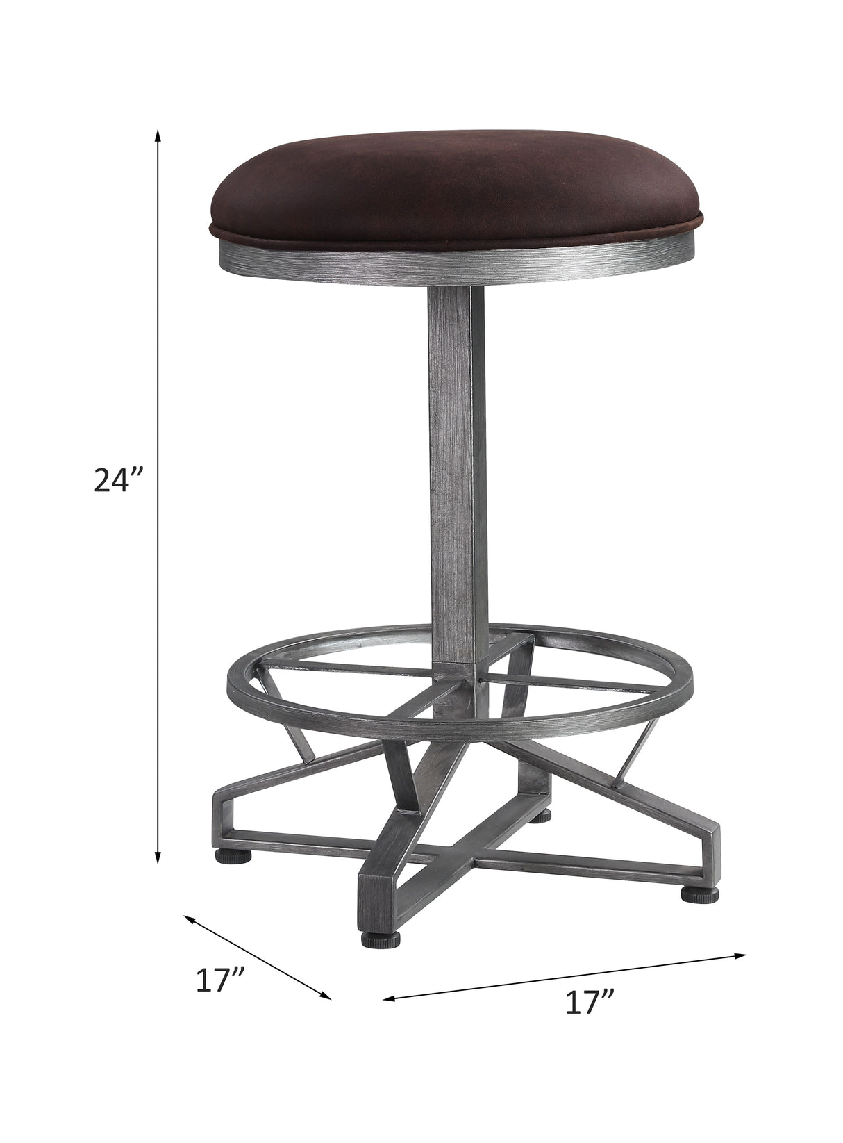 Acme - Evangeline Counter Height Stool (Set-2) 73902 Rustic Brown Fabric & Black Finish