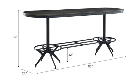 Acme - Zangief Counter Height Table 73990 Salvaged Brown & Black Finish