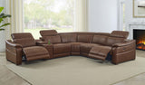 Leather Match Modular Sectional with Recliner Seat and Adjustable Headrest and Storage Console with Cup Holders