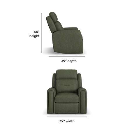 Felix Power Recliner With Power Headrest, Lumbar, Heat & Massage - Forest Green | Flexsteel