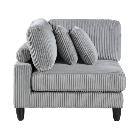 5pc Modular Sectional Set Gray Corduroy Upholstery 2x Armless Chairs 2x Corner Seats 1x Ottoman Pillows Living Room Furniture - sold by Home Elegance USA
