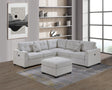 Casual Simple Tufted Couch Living Room Sectional 4pc Set Sincere Bone Color Fabric Upholstered RAF/LAF One-Arm Loveseat Wedge Ottoman - sold by Home Elegance USA