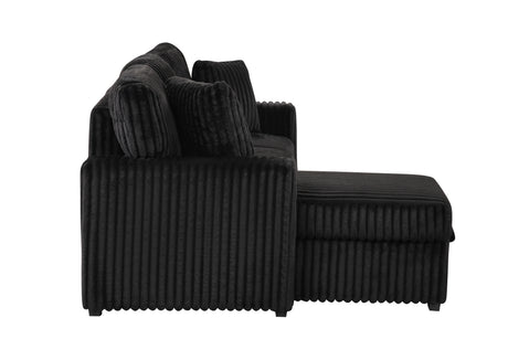 Plush Sectional Sofa W/ Pull Out Sleeper made with Velvet fabric- Black (CA Warehouse inventory) - sold by Home Elegance USA