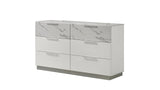 Mist Dresser White – Two-Tone High-Gloss Marble & Lacquer Finish with Six Spacious Drawers, Velvet-Lined Interiors (INCLUDES DRESSER ONLY)      same asG150108674  (NJ inventory)