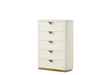La Pierre Modern Style 5-Drawer Chest Made with Wood, Open Top Mirror and Gold Accents in Beige same as G150108843 (NJ inventory)
