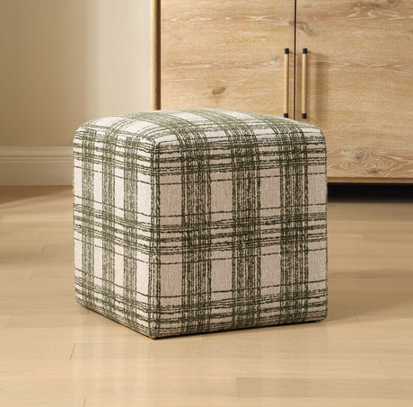 Joie Ireland Plaid Ottoman - Green by Uttermost - View 2