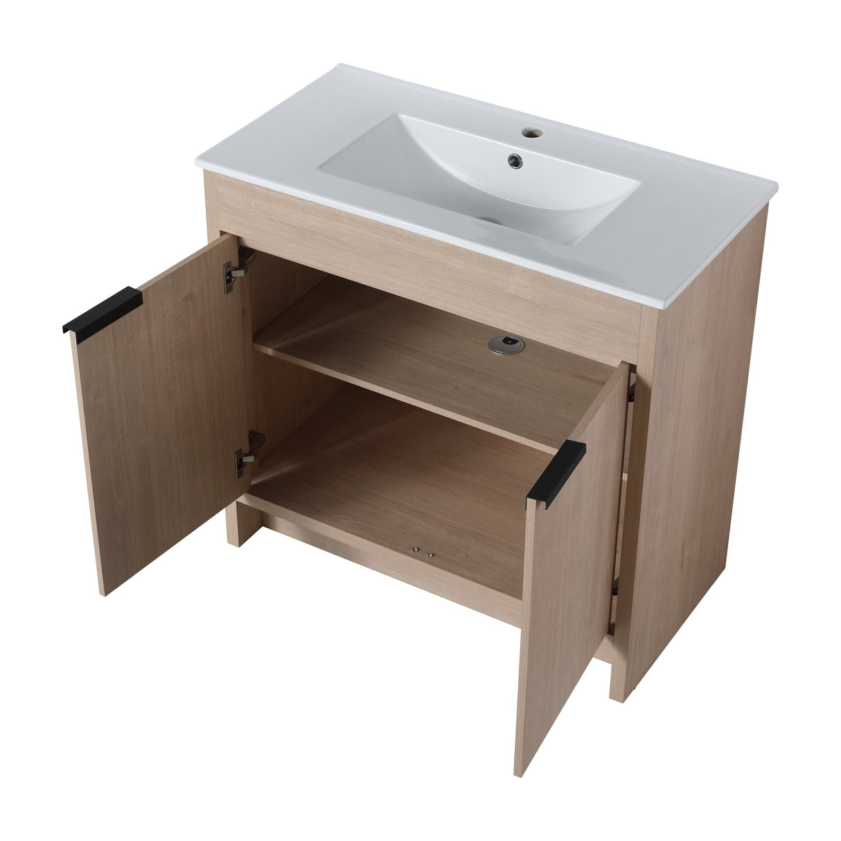 36 Inch Freestanding Bathroom Vanity with White Ceramic Sink & 2 Soft - Close Cabinet Doors (BVB02436PLO - F - BL9090B),W1286S00063 - W999S00065 - image - 10