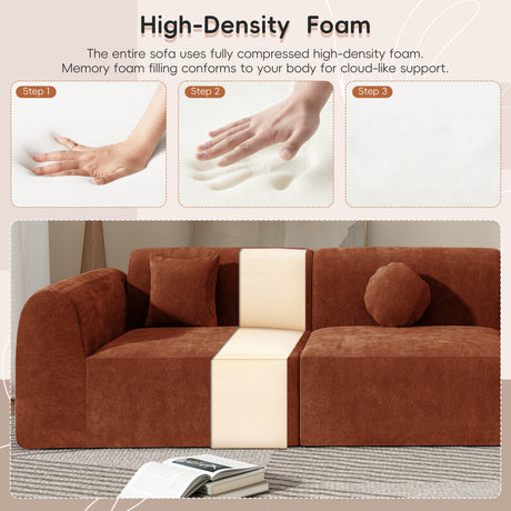 140' Modern Curved Sectional Sofa with High-Density Fully Compressed Sponge and Chaise Lounge, 3-Piece Set, Fully Assembled Right Hand Facing, Perfect for Living Room, Lounge - sold by Home Elegance USA