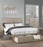 Rustic Style 1pc California King Size Two Panel Bed Rectangular Shaped Footboard Drawer Antique Silver Finish Bedroom Furniture