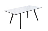 Acme - Caspian Dining Table 74010 White Printed Faux Marble Top & Black Finish