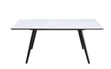 Acme - Caspian Dining Table 74010 White Printed Faux Marble Top & Black Finish