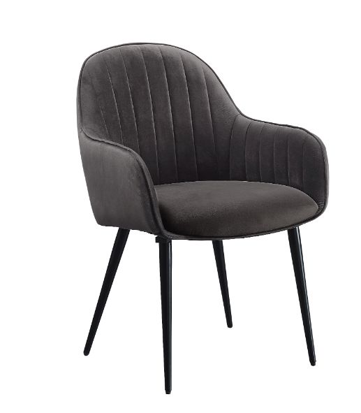 Caspian Side Chair (Set - 2) 74011 Dark Gray Fabric & Black Finish | Acme | Home Elegance USA