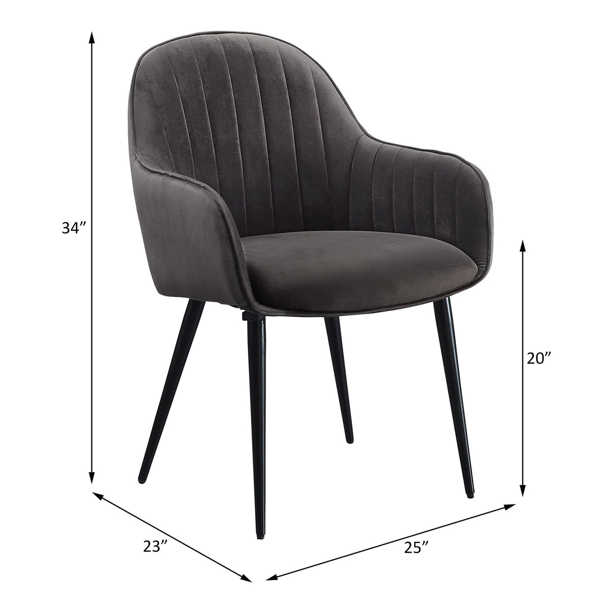 Caspian Side Chair (Set - 2) 74011 Dark Gray Fabric & Black Finish | Acme | Home Elegance USA