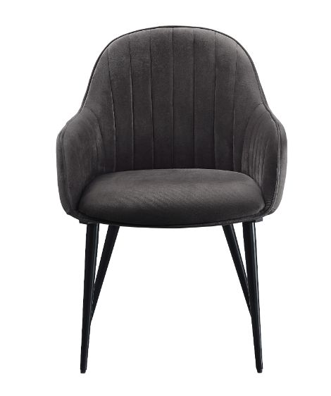 Caspian Side Chair (Set - 2) 74011 Dark Gray Fabric & Black Finish | Acme | Home Elegance USA