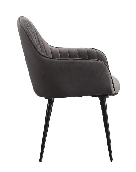 Caspian Side Chair (Set - 2) 74011 Dark Gray Fabric & Black Finish | Acme | Home Elegance USA