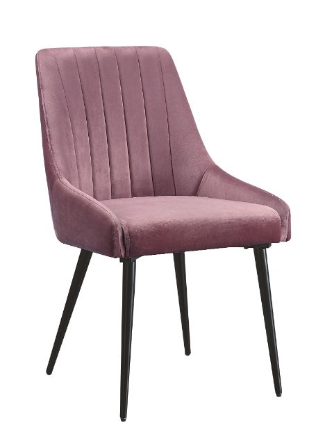 Acme - Riley Side Chair (Set-2) 74012 Pink Fabric & Black Finish