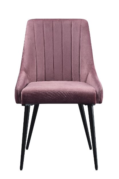 Acme - Riley Side Chair (Set-2) 74012 Pink Fabric & Black Finish