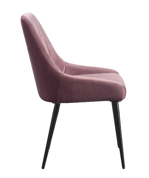 Acme - Riley Side Chair (Set-2) 74012 Pink Fabric & Black Finish