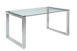 Abraham Dining Table 74015 Clear Glass Top & Chrome Finish | Acme | Home Elegance USA