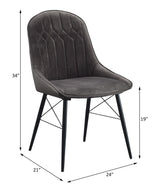 Abraham Side Chair (Set - 2) 74016 Dark Gray Fabric & Black Finish | Acme | Home Elegance USA