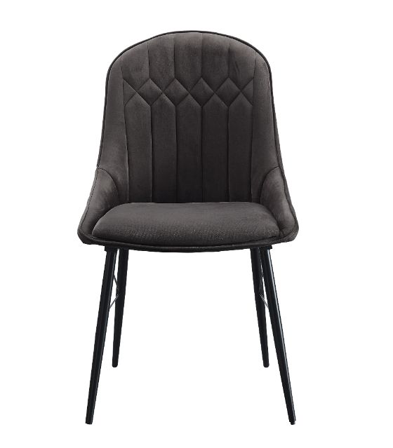 Abraham Side Chair (Set - 2) 74016 Dark Gray Fabric & Black Finish | Acme | Home Elegance USA