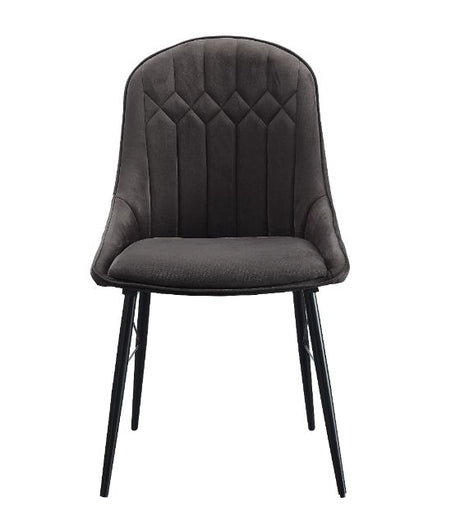 Abraham Side Chair (Set - 2) 74016 Dark Gray Fabric & Black Finish | Acme - 74016 - Home Elegance USA - 4