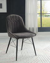 Abraham Side Chair (Set - 2) 74016 Dark Gray Fabric & Black Finish | Acme - 74016 - Home Elegance USA - 5