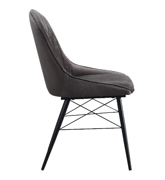 Abraham Side Chair (Set - 2) 74016 Dark Gray Fabric & Black Finish | Acme | Home Elegance USA