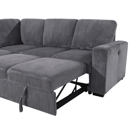Modern Melody Grey Sectional Sofa with Pullout Bed Feature in 100% Polyester Fabric - sold by Home Elegance USA